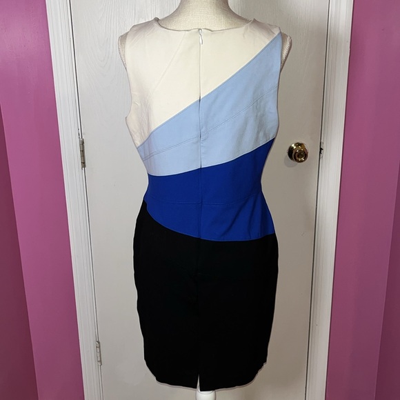 White House Black Market Asymmetrical Color-block Sheath Dress - Picture 4 of 13